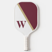 Modern Minimal Granaat Goud Wit College Monogram Pickleball Paddle (Voorkant)