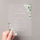 Modern Minimal Green Leaf White Wedding Acryl Uitnodigingen (Insitu (Draagbaar))