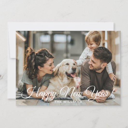 Modern Minimal Happy New Year Photo Feestdagenkaart (Voorkant)