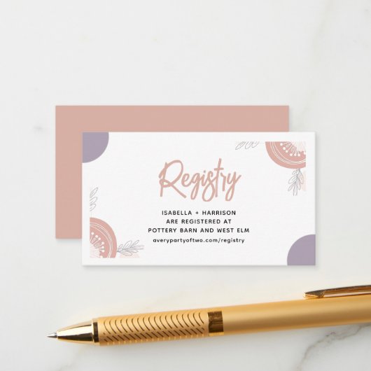 Modern Minimal Heart Boho Baby shower Informatiekaartje (Voorkant / Achterkant in situ)