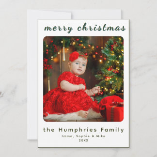 Modern Minimal Holiday Family Photo Card Bedankkaart