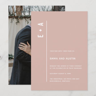 Modern Minimal Initialen Stoffig Roos Roze Kaart