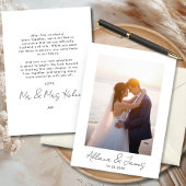 Modern Minimal Just Married Photo Announcement Kaart