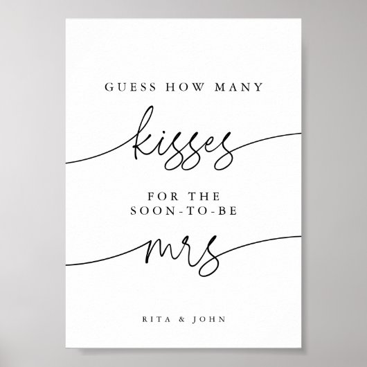 Modern Minimal Kisses voor Mrs Vrijgezellenfeest G Poster (Voorkant)
