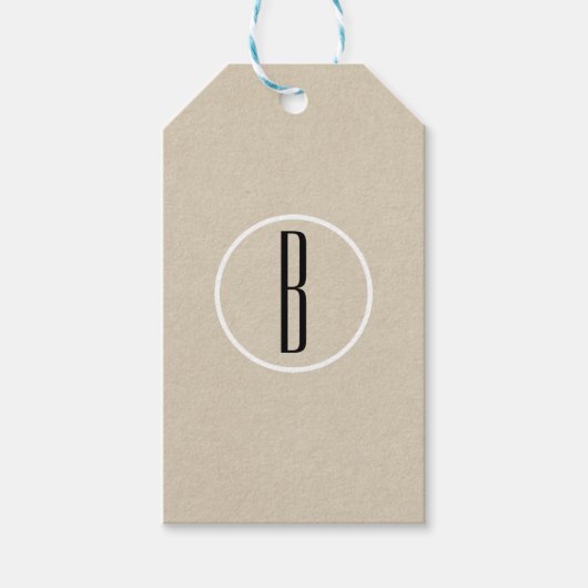 Modern Minimal Kraft Rustic Monogram Weddenschap Cadeaulabel (Voorkant)