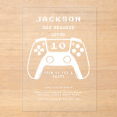 Modern Minimal Level Up Gamer Kids Verjaardagsfees Acryl Uitnodigingen (Voorkant)