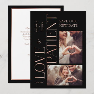 Modern Minimal Love is Patient Roos Gold Photo Save The Date