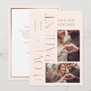 Modern Minimal Love is Patient Roos Gold Photo Save The Date