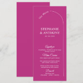 Modern Minimal Magenta with Arch Wedding  Menu (Voorkant / Achterkant)