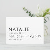 Modern Minimal Maid of Honor Proposal Kaart (Staand voorkant)