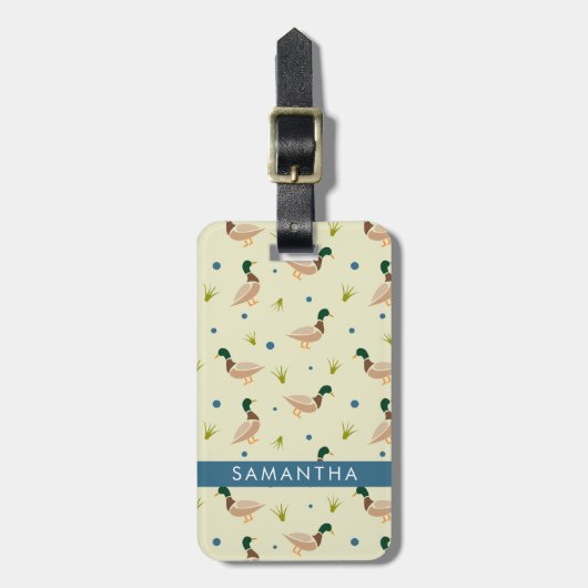 Modern Minimal Mallard Duck Pattern Bagagelabel (Voorkant verticaal)