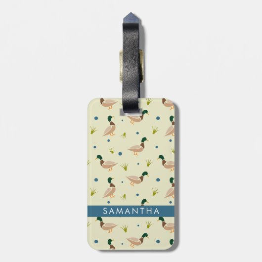 Modern Minimal Mallard Duck Pattern Bagagelabel (Achterkant verticaal)