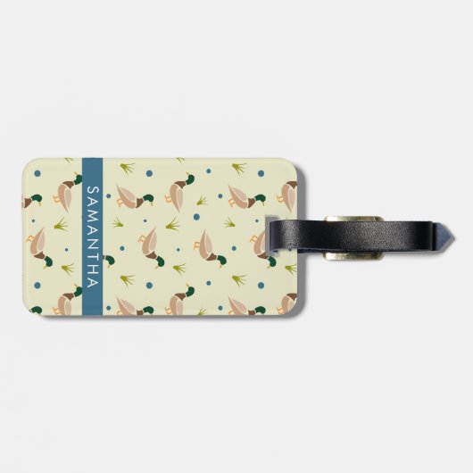 Modern Minimal Mallard Duck Pattern Bagagelabel (Achterkant horizontaal)