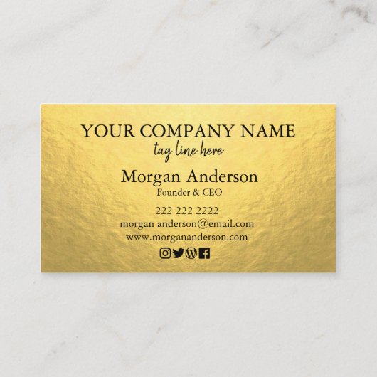 Modern Minimal Metal Glans & Folie Gold Visitekaartje (Achterkant)