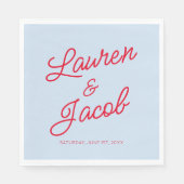 Modern Minimal Minimalist Blue and Red Wedding Servet (Voorkant)