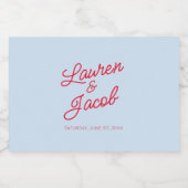 Modern Minimal Minimalist Blue Red Wedding Mini Likeurfles Etiket (Enkel label)