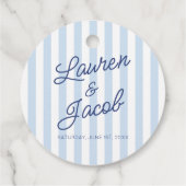 Modern Minimal Minimalist Blue Stripes Wedding Bedankjes Labels (Achterkant)