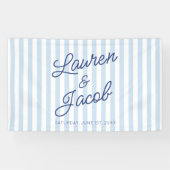 Modern Minimal Minimalist Blue Stripes Wedding Spandoek (Horizontaal)