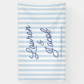 Modern Minimal Minimalist Blue Stripes Wedding Spandoek (Verticaal)