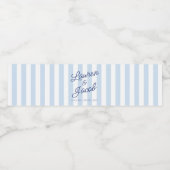 Modern Minimal Minimalist Blue Stripes Wedding Waterfles Etiket (Enkel label)