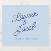 Modern Minimal Minimalist Blue Wedding Bier Etiket (Enkel label)