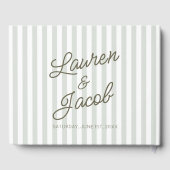 Modern Minimal Minimalist Green Stripes Wedding Gastenboek (Achterkant)