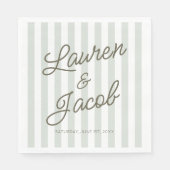 Modern Minimal Minimalist Green Stripes Wedding Servet (Voorkant)