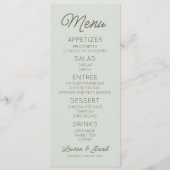 Modern Minimal Minimalist Green Wedding Menu (Voorkant)