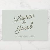 Modern Minimal Minimalist Green Wedding Mini Sparkling Wijnetiket (Enkel label)