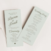 Modern Minimal Minimalist Green  Wedding Programma