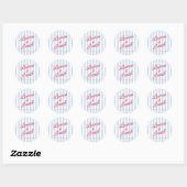 Modern Minimal Minimalist Red Blue Stripes Wedding Ronde Sticker (Vel)