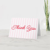 Modern Minimal Minimalist Red Pink Stripes Wedding Bedankkaart (Voorkant)