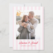 Modern Minimal Minimalist Red Pink Stripes Wedding Save The Date (Achterkant)