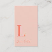 Modern Minimal Monogram Blush Oranje QR-code Visitekaartje (Voorkant)