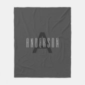Modern Minimal Monogram Design Bewerkbaar Donkergr Fleece Deken (Voorkant)