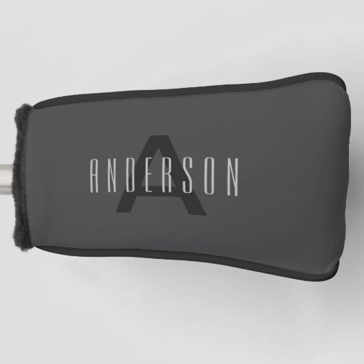 Modern Minimal Monogram Design Bewerkbaar Donkergr Golfheadcover (Voorkant)