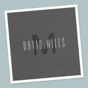 Modern Minimal Monogram Design Bewerkbaar Donkergr Servet