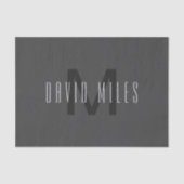 Modern Minimal Monogram Design Bewerkbaar Donkergr Tissuepapier (Voorkant)