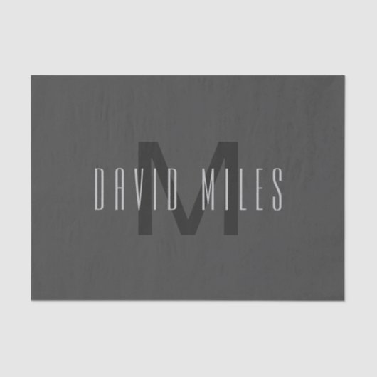 Modern Minimal Monogram Design Bewerkbaar Donkergr Tissuepapier (Voorkant)