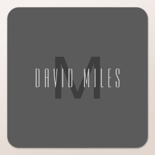 Modern Minimal Monogram Design Bewerkbaar Donkergr Vierkante Sticker