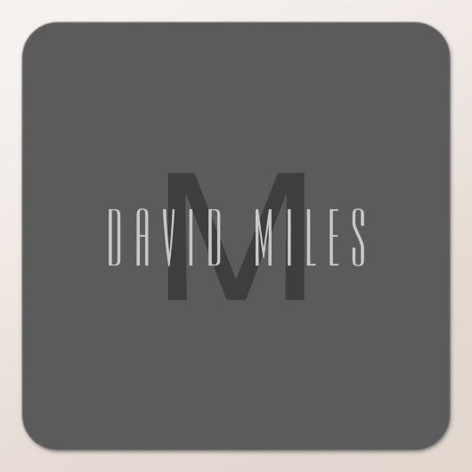 Modern Minimal Monogram Design Bewerkbaar Donkergr Vierkante Sticker