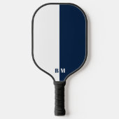 Modern Minimal  Navy Blu and White Monogram Custom Pickleball Paddle (Voorkant)