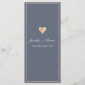 Modern Minimal Navy Blue Heart Wedding Menu (Achterkant)