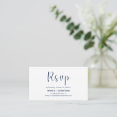 Modern Minimal, Navy Blue, RSVP reageren Informatiekaartje (Staand voorkant)