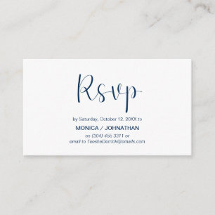 Modern minimal, Navy Blue, RSVP reageren Informatiekaartje