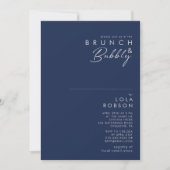 Modern Minimal Navy Blue Silver Brunch en Bubble Kaart (Voorkant)