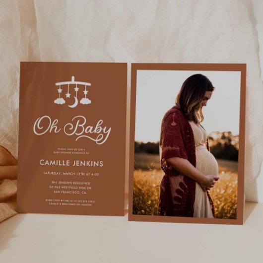 Modern Minimal OH Baby shower Invitation Kaart