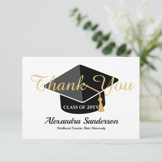 Modern Minimal Personaliseer School Class Afstuder Bedankkaart (Staand voorkant)