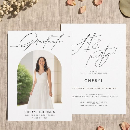 Modern Minimal Photo Graduation Party Invitation