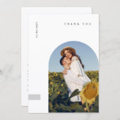 Modern Minimal Photo Wedding Thank You Card W Note Bedankkaart (Voorkant / Achterkant)